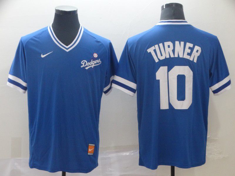 Men Los Angeles Dodgers #10 Turner Blue Game Throwback Nike 2022 MLB Jersey->los angeles dodgers->MLB Jersey